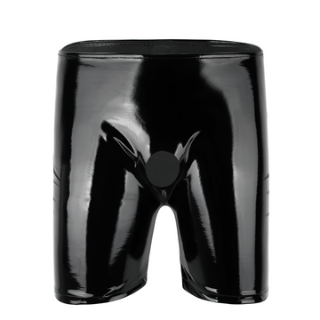 Men's Special Boxer Gay Shorts / Patent Leather Open Penis Hole Short Panties - EVE's SECRETS